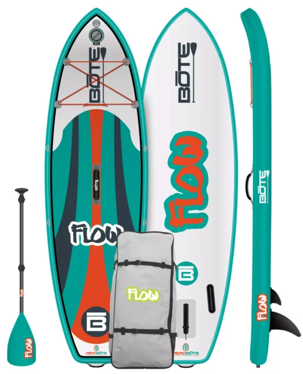 Bote Flow Aero 8' Native Teal Kids Inflatable Paddle Board Set