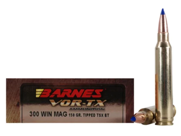 Barnes VOR-TX Ammunition 300 Winchester Magnum 150 Grain TTSX Polymer Tipped Spitzer Boat Tail Lead-Free 220 Rounds