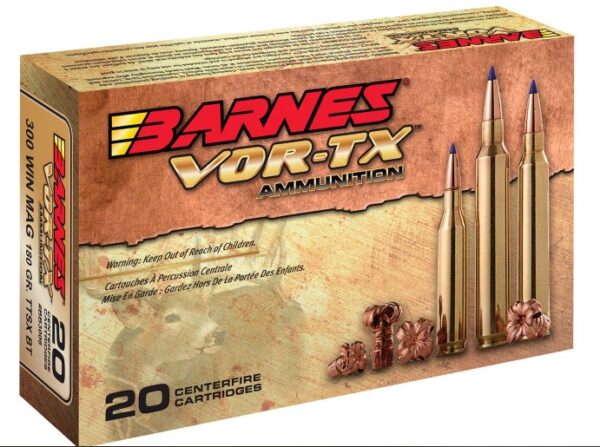 Barnes VOR-TX Ammunition 300 Winchester Magnum 180 Grain TTSX Polymer Tipped Spitzer Boat Tail Lead-Free 220 Rounds