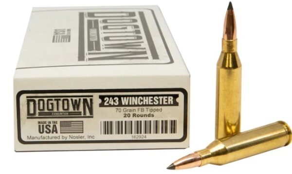 Dogtown Ammunition 243 Winchester 70 Grain Polymer Tip Flat Base 320 Rounds