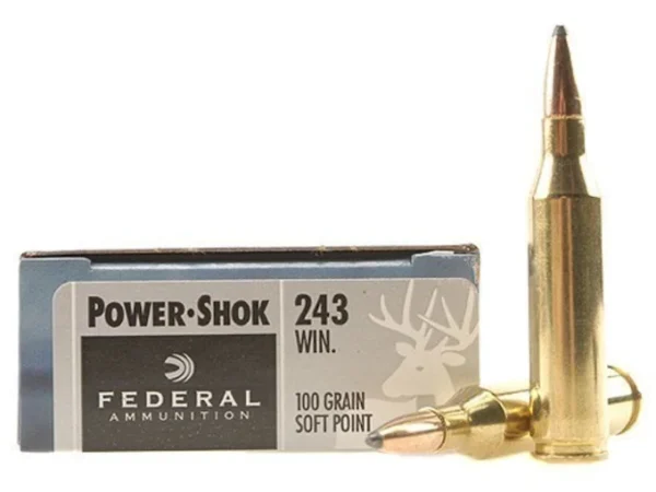 Federal Power-Shok Ammunition 243 Winchester 100 Grain Soft Point 520 Rounds