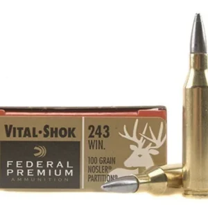 Federal Premium Vital-Shok Ammunition 243 Winchester 100 Grain Nosler Partition Moly 320 Rounds