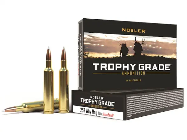Nosler Trophy Grade Ammunition 257 Weatherby Magnum 110 Grain AccuBond Spitzer 120 Rounds