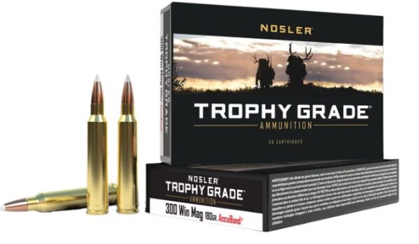 Nosler Trophy Grade Ammunition 300 Winchester Magnum 180 Grain AccuBond 120 Rounds