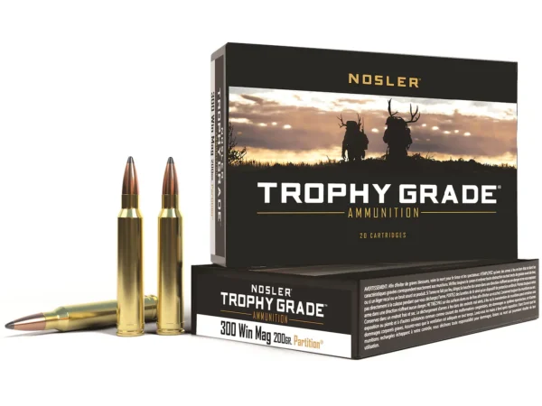 Nosler Trophy Grade Ammunition 300 Winchester Magnum 200 Grain Partition 120 Rounds