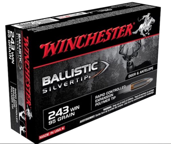 Winchester Ballistic Silvertip Ammunition 243 Winchester 95 Grain Rapid Controlled Expansion Polymer Tip 320 rounds
