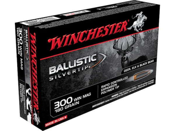 Winchester Ballistic Silvertip Ammunition 300 Winchester Magnum 180 Grain Rapid Controlled Expansion Polymer Tip 220 Rounds