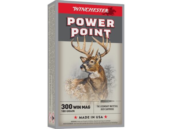 Winchester Power Point Ammunition 300 Winchester Magnum 180 Grain Power-Point 220 Rounds