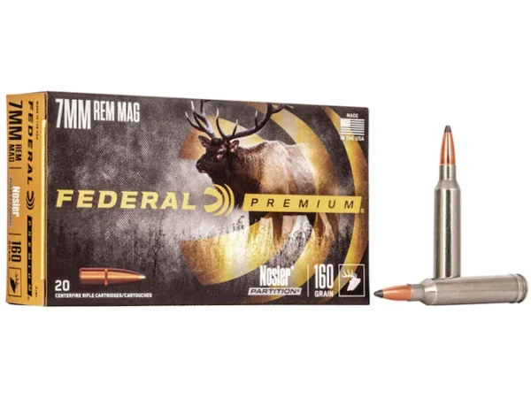 Federal Premium Ammunition 7mm Remington Magnum 160 Grain Nosler Partition